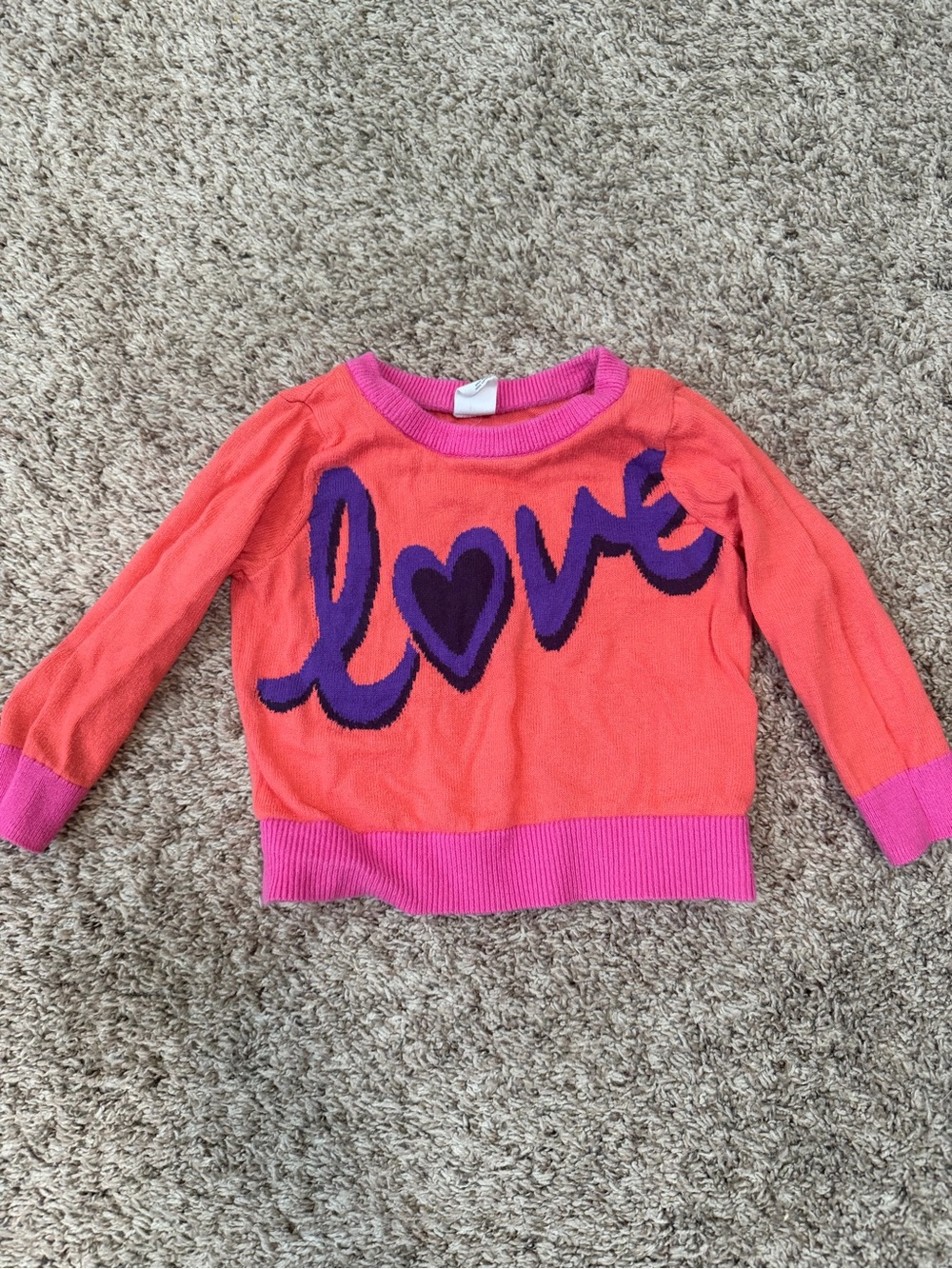 Girls Gap Coral Pink 'Love' Knit Sweater Top